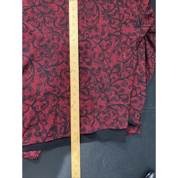 Croft and Barrow Top Womens 3X Red Black Open Cardigan Jacquard Office Career - Picture 8 of 8